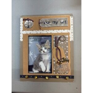 Concepts Love My Cat 4x6 Picture Frame Mixed Media Rustic Paw Print Jingle Bells